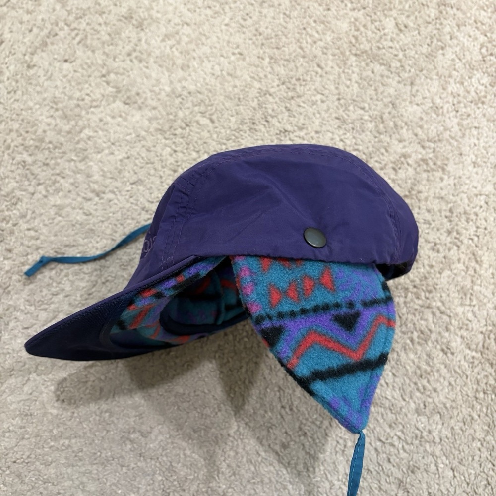 Vintage 90s Columbia Sportswear 2-in-1 Aztec Hat Sz M Purple Fleece Nylon USA - Picture 4 of 9